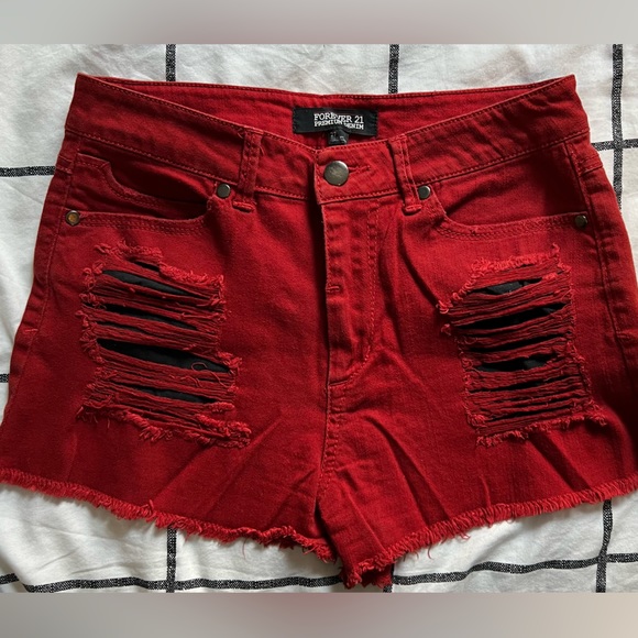 Rust high waist cut off shorts - Picture 1 of 5